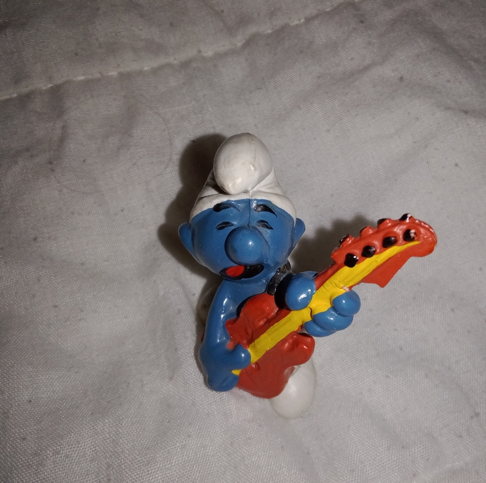Rock N Roll Smurf With Guitar 1980 Figure Peyo - Picture 2 of 7